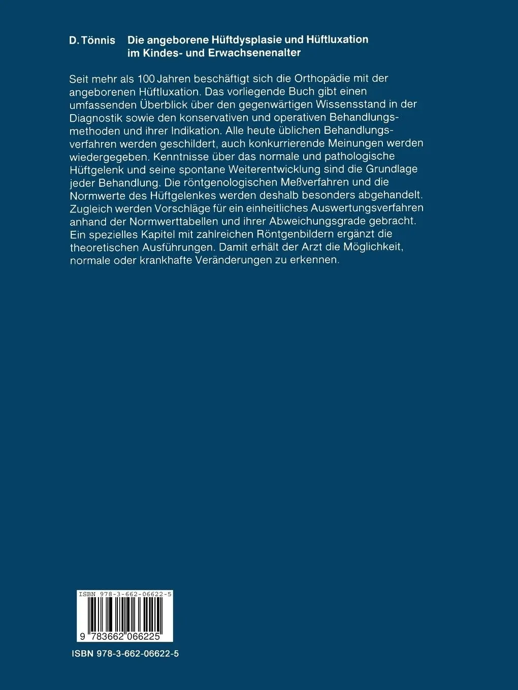 Rückseite: 9783662066225 | Die angeborene Hüftdysplasie und Hüftluxation im Kindes- und...