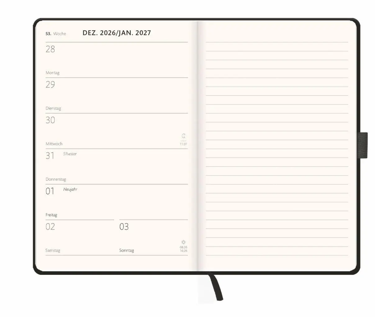 Bild: 9783756416325 | Kombitimer schwarz klein 2027 | Heye | Taschenbuch | Bürokalender Heye