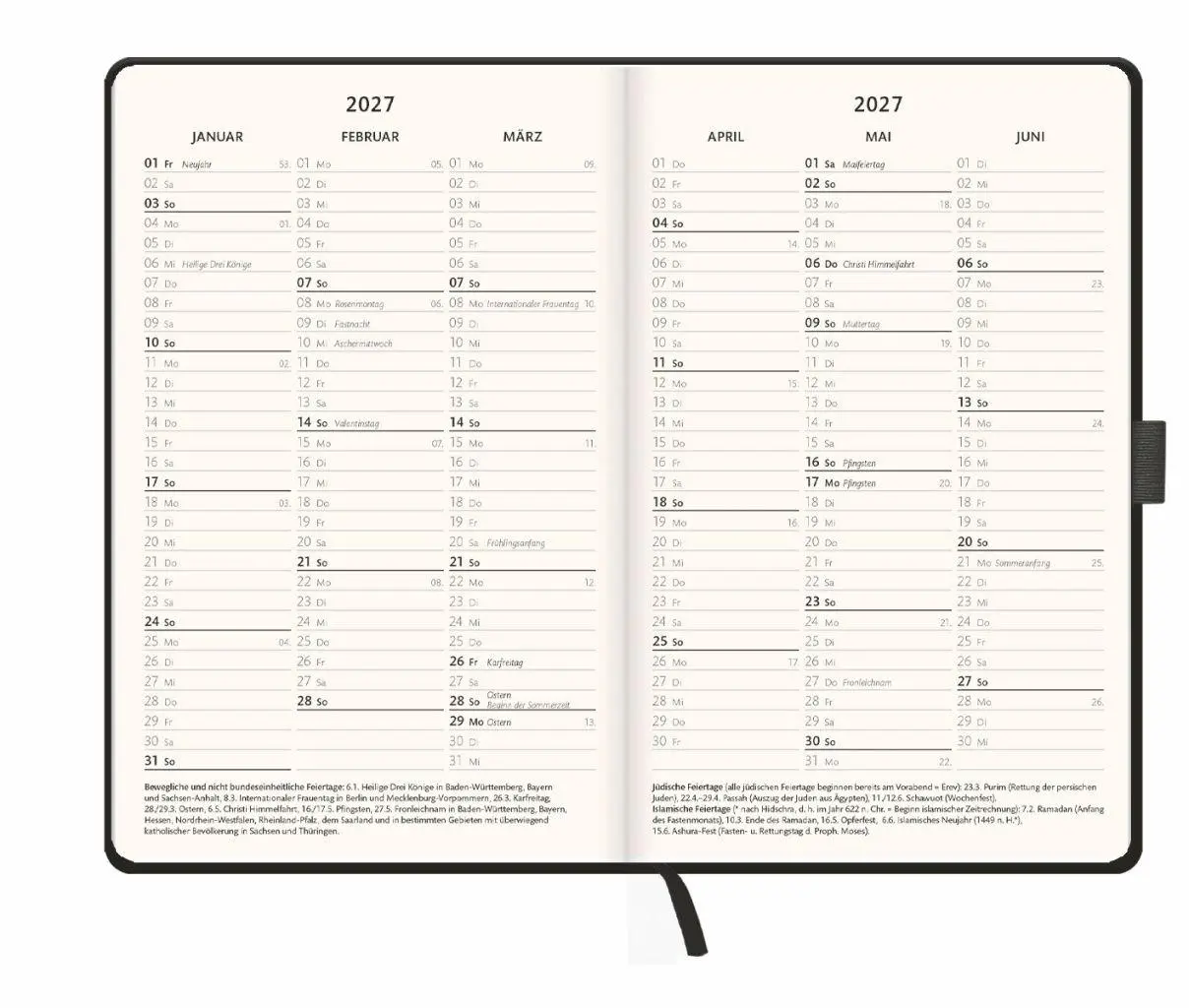 Bild: 9783756416325 | Kombitimer schwarz klein 2027 | Heye | Taschenbuch | Bürokalender Heye