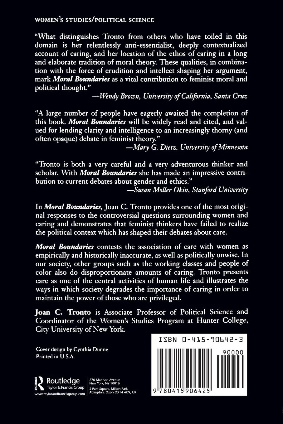 Rückseite: 9780415906425 | Moral Boundaries | A Political Argument for an Ethic of Care | Tronto