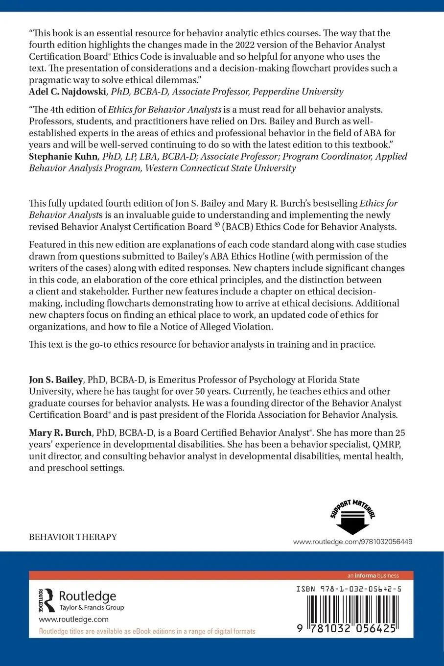 Rückseite: 9781032056425 | Ethics for Behavior Analysts | Jon S. Bailey (u. a.) | Taschenbuch
