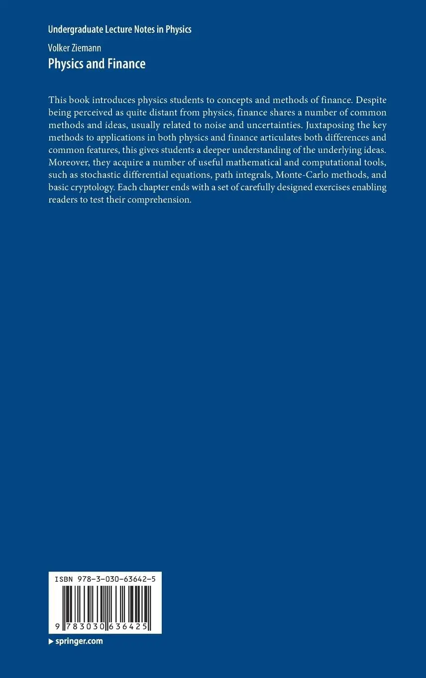 Rückseite: 9783030636425 | Physics and Finance | Volker Ziemann | Buch | x | Englisch | 2021
