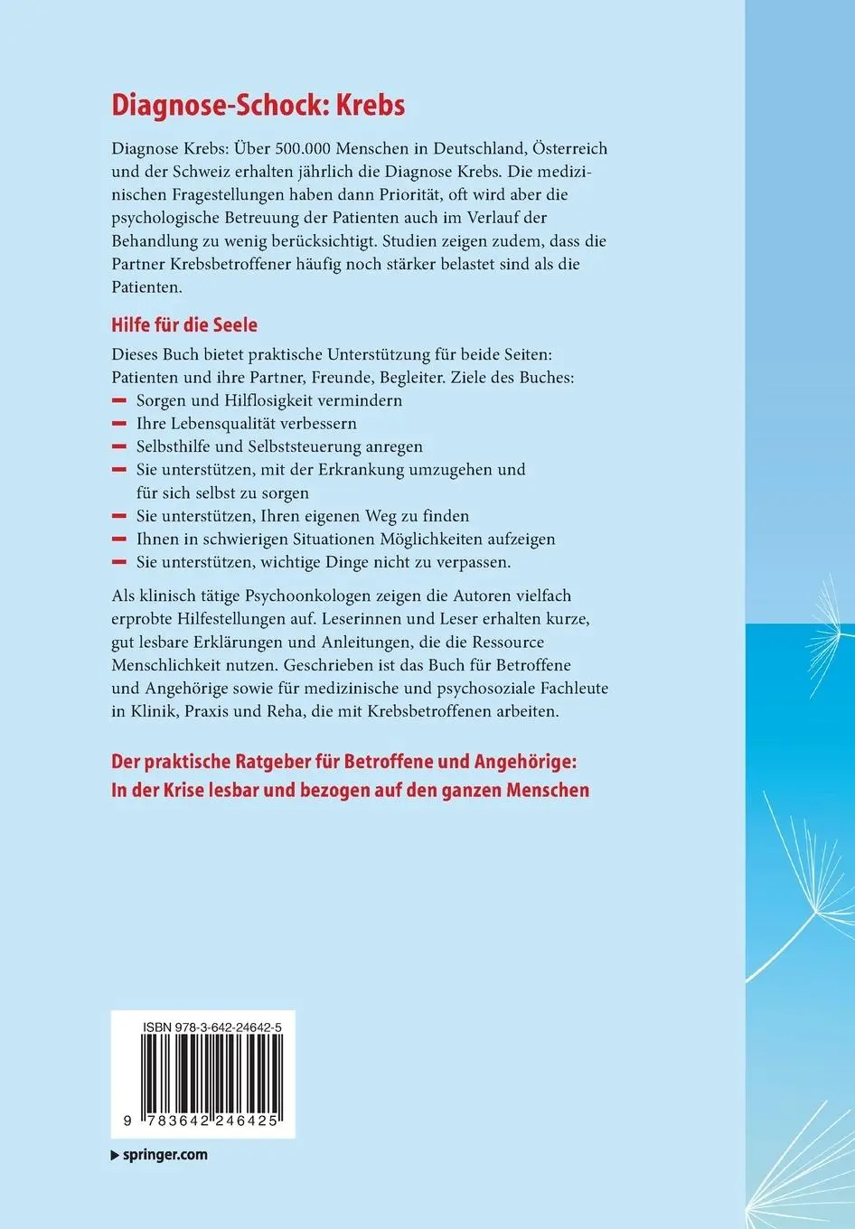 Rückseite: 9783642246425 | Diagnose-Schock: Krebs | Alfred Künzler (u. a.) | Taschenbuch | XII