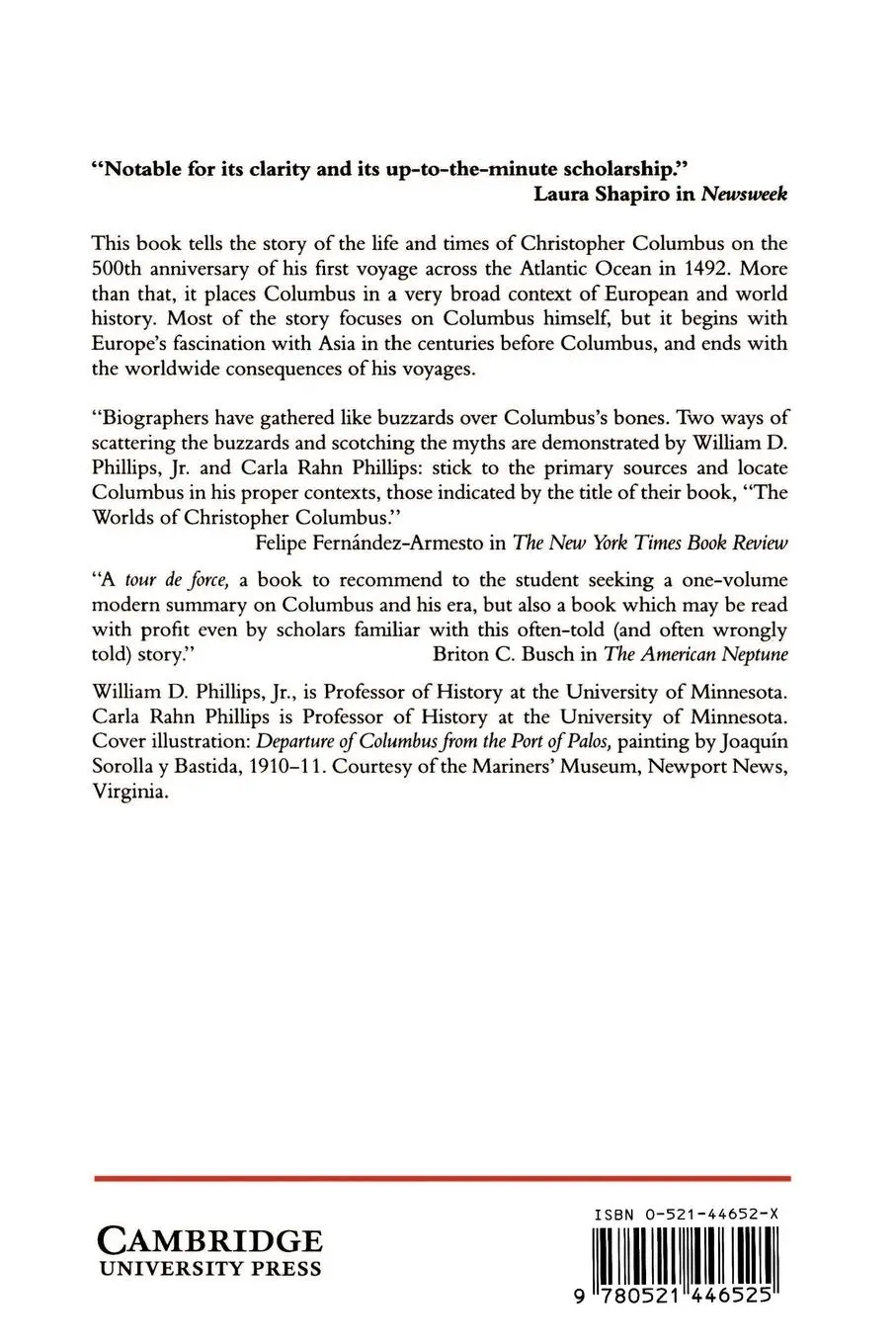 Rückseite: 9780521446525 | The Worlds of Christopher Columbus | William D. Phillips (u. a.)
