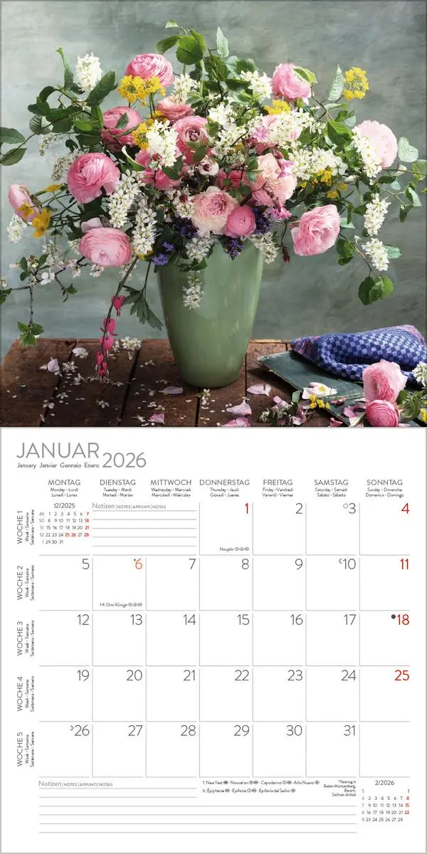 Bild: 9783731886525 | Flowers 2026 | Verlag Korsch | Kalender | 13 S. | Deutsch | 2026