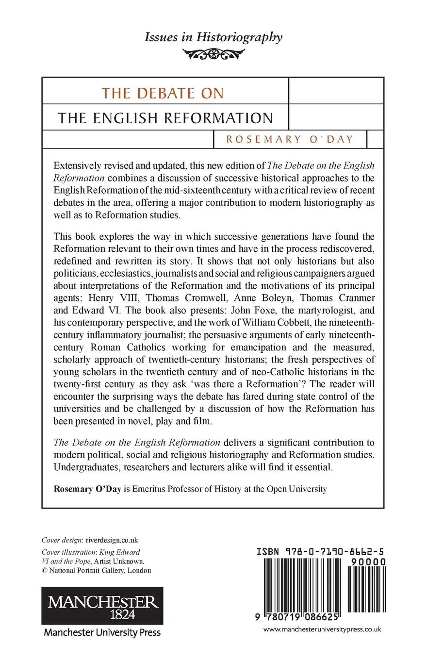 Rückseite: 9780719086625 | The Debate on the English Reformation | Second edition | O'Day | Buch