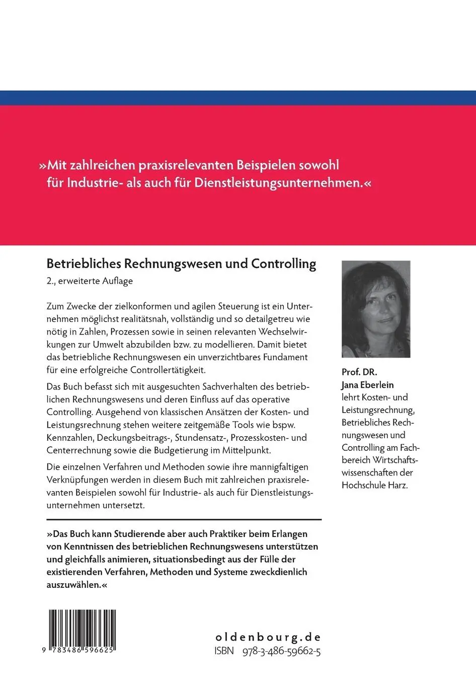 Rückseite: 9783486596625 | Betriebliches Rechnungswesen und Controlling | Jana Eberlein | Buch
