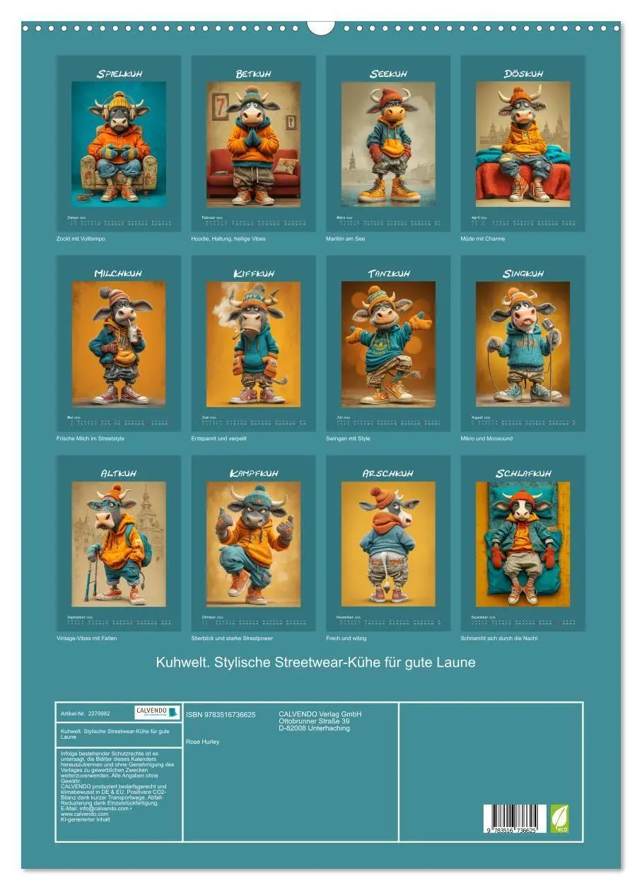 Bild: 9783516736625 | Kuhwelt. Stylische Streetwear-Kühe für gute Laune (Wandkalender...