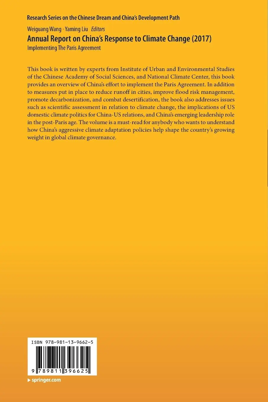 Rückseite: 9789811396625 | Annual Report on China's Response to Climate Change (2017) | Buch