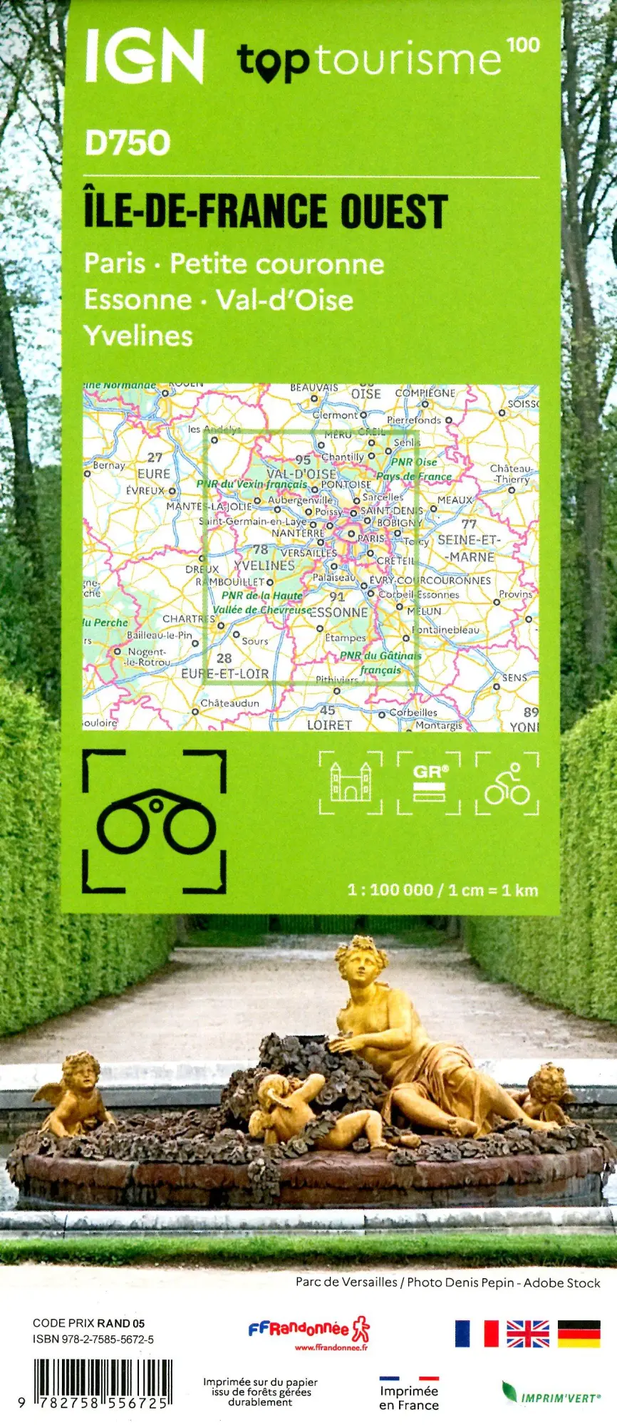 Bild: 9782758556725 | Île-de-France Ouest | (Land-)Karte | IGN Top 100 départemental | 2025