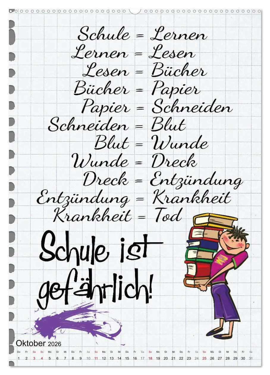 Bild: 9783516346725 | Schüler-Sprüche (hochwertiger Premium Wandkalender 2026 DIN A2...