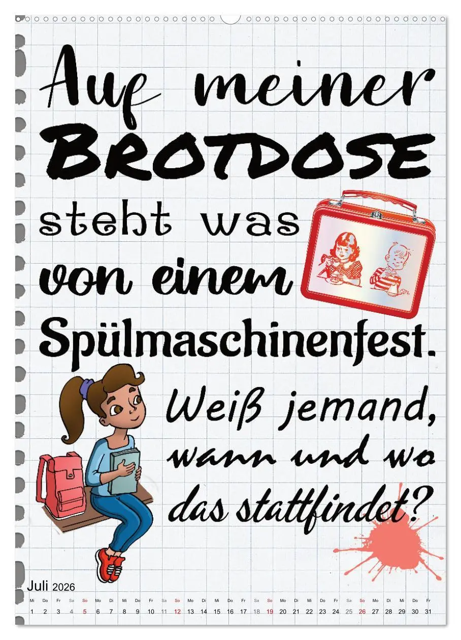 Bild: 9783516346725 | Schüler-Sprüche (hochwertiger Premium Wandkalender 2026 DIN A2...
