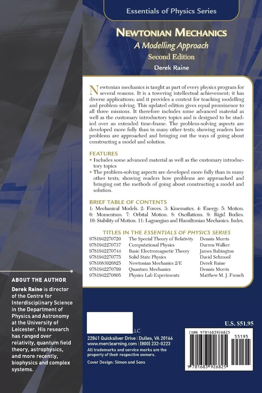 Rückseite: 9781683926825 | Newtonian Mechanics | A Modelling Approach | Derek Raine | Taschenbuch