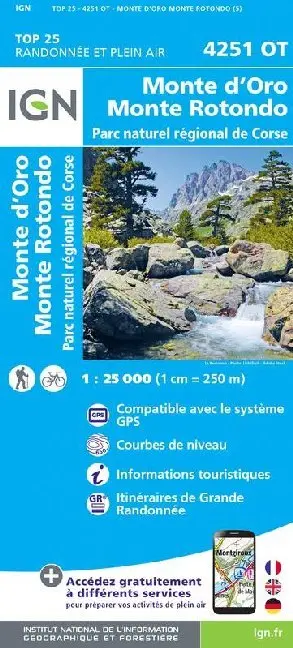Cover: 9782758546825 | Monte D'Oro Mont Rotondo Parc naturel régional de Corse 1 : 25 000