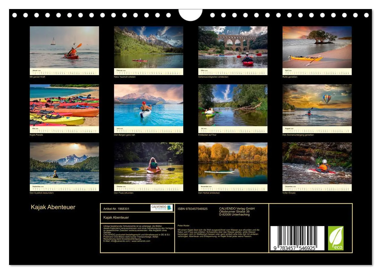 Bild: 9783457546925 | Kajak Abenteuer (Wandkalender 2026 DIN A4 quer), CALVENDO...
