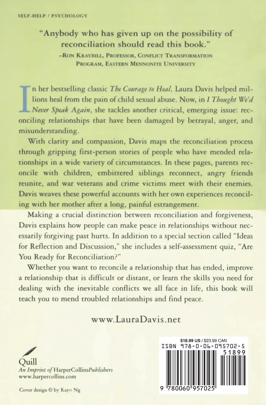 Rückseite: 9780060957025 | I Thought We'd Never Speak Again | Laura Davis | Taschenbuch | 2003