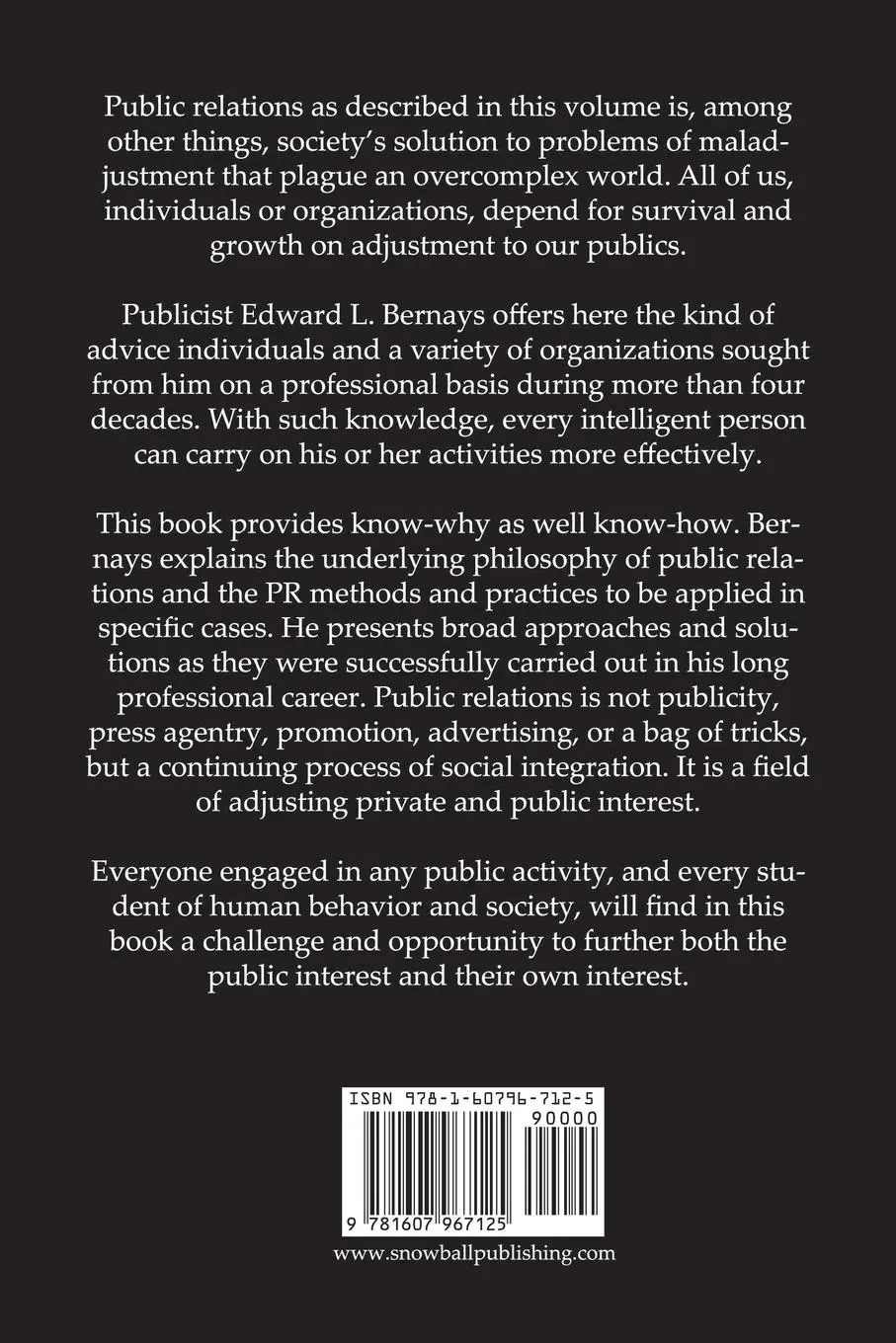 Rückseite: 9781607967125 | Public Relations | Edward L. Bernays | Taschenbuch | Englisch | 2014
