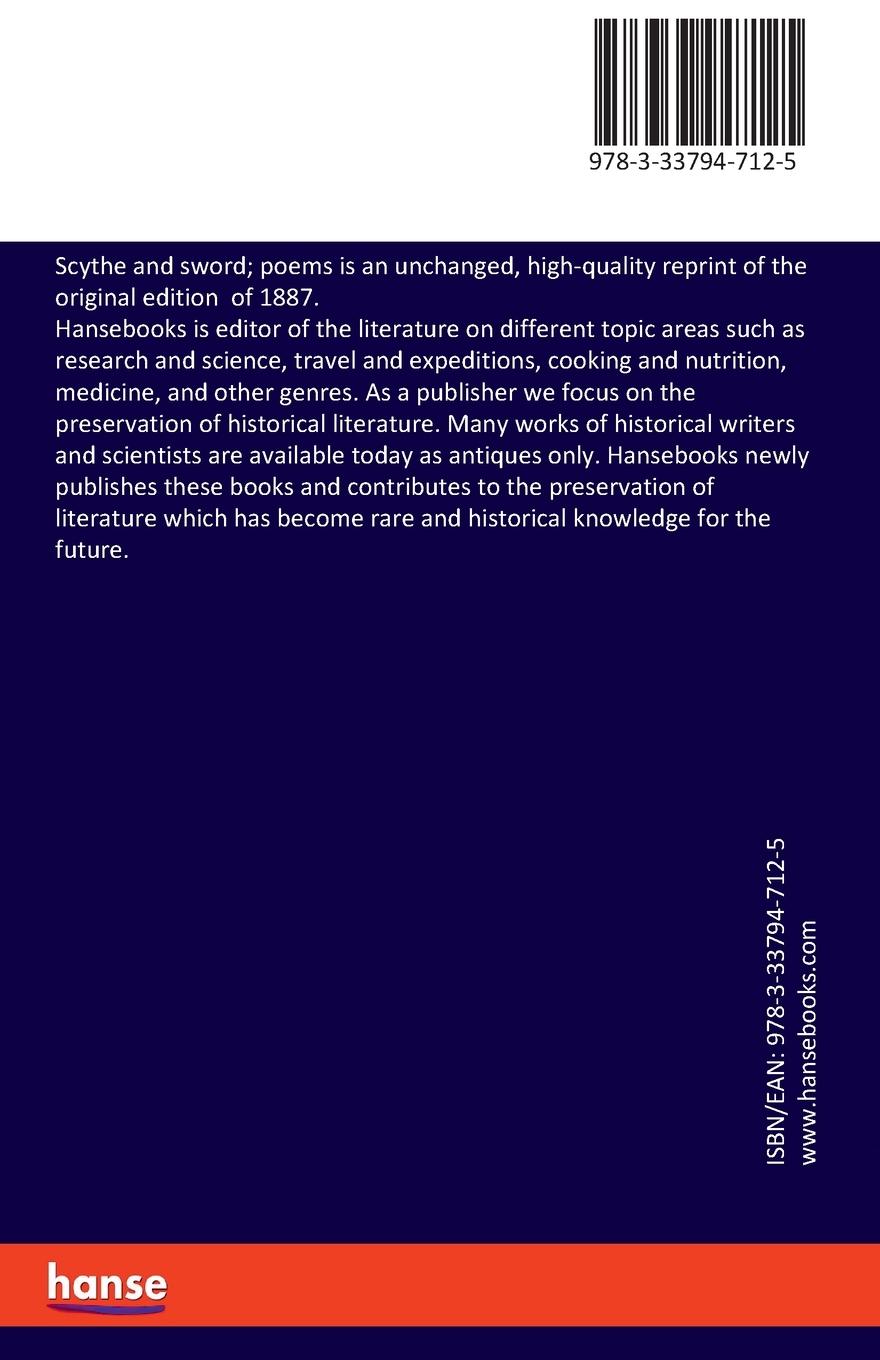 Rückseite: 9783337947125 | Scythe and sword; poems | Obadiah Cyrus Auringer | Taschenbuch | 92 S.