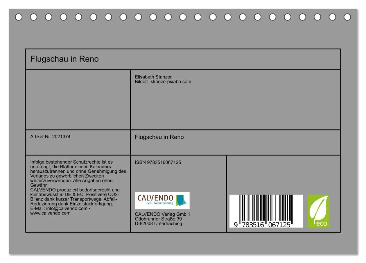 Bild: 9783516067125 | Flugschau in Reno (Tischkalender 2026 DIN A5 quer), CALVENDO...