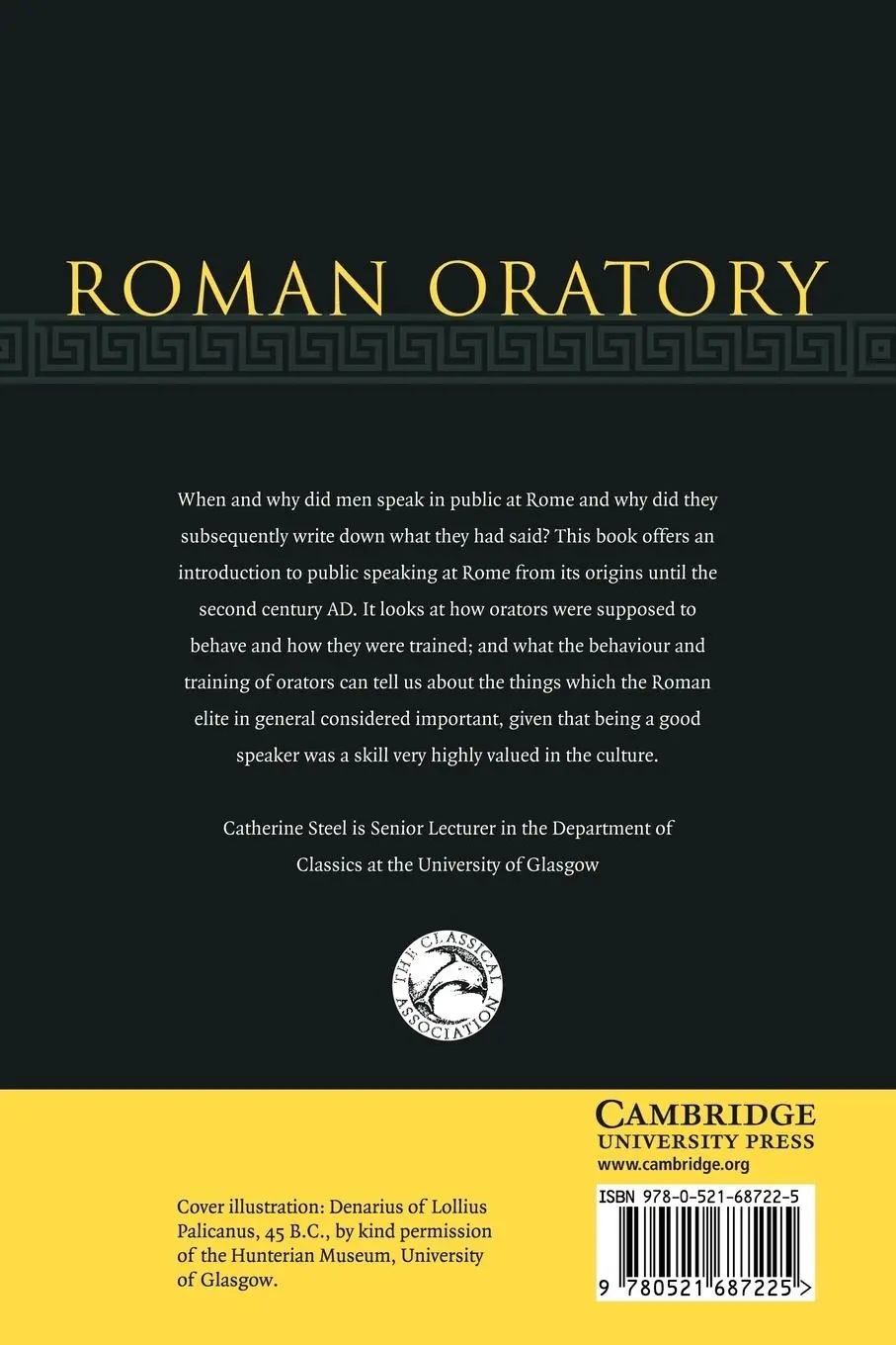 Rückseite: 9780521687225 | Roman Oratory | Catherine Steel | Taschenbuch | Englisch | 2008