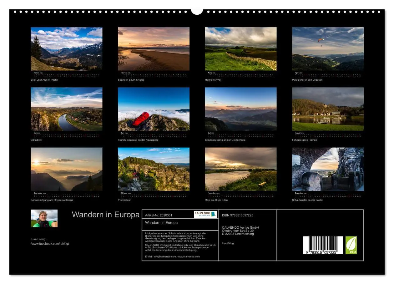 Bild: 9783516057225 | Wandern in Europa (hochwertiger Premium Wandkalender 2026 DIN A2...