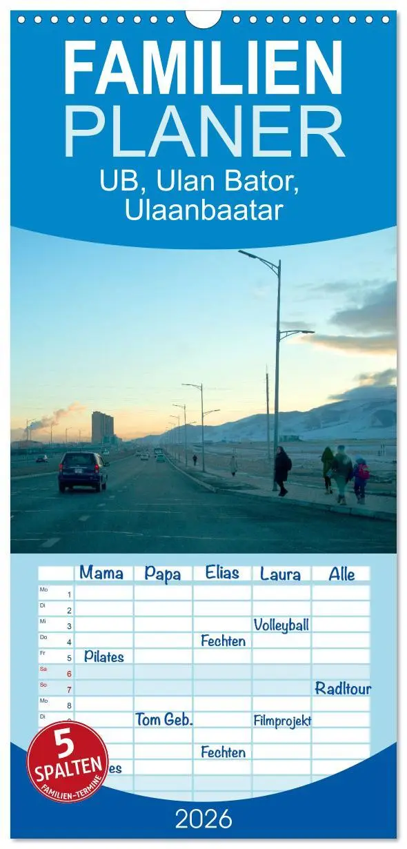 Cover: 9783516507225 | Familienplaner 2026 - UB, Ulan Bator, Ulaanbaatar mit 5 Spalten...