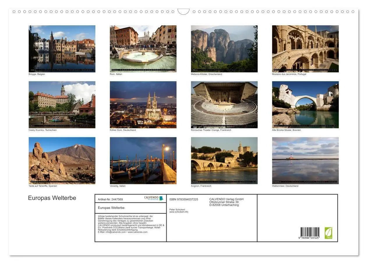 Bild: 9783594037225 | Europas Welterbe (Wandkalender 2027 DIN A2 quer), CALVENDO...