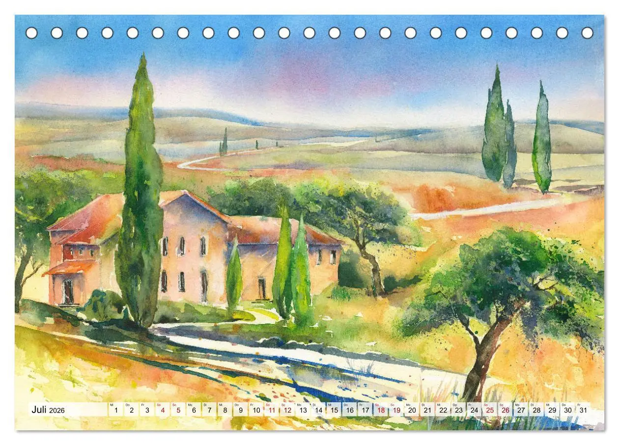 Bild: 9783457887325 | Frankreich Aquarelle (Tischkalender 2026 DIN A5 quer), CALVENDO...