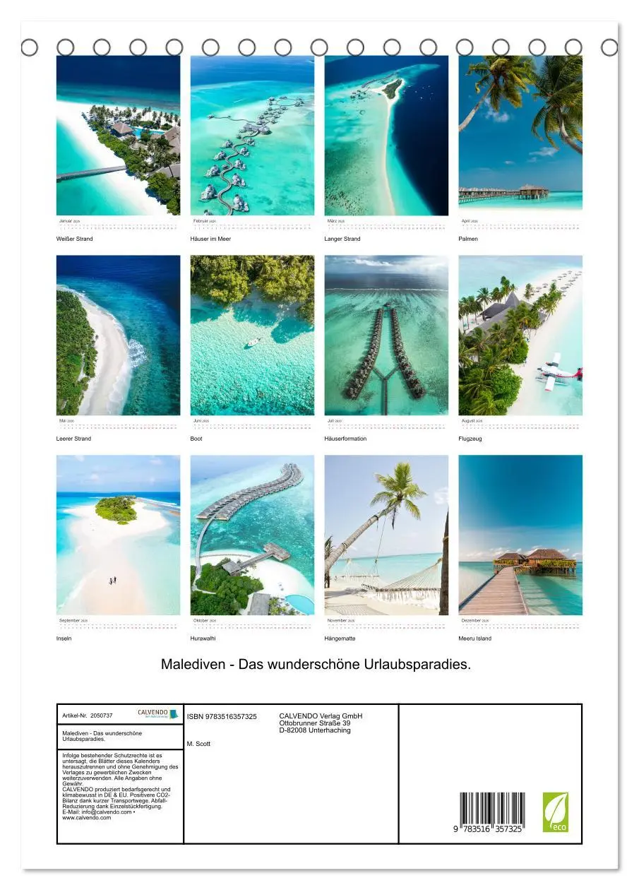 Bild: 9783516357325 | Malediven - Das wunderschöne Urlaubsparadies. (Tischkalender 2026...