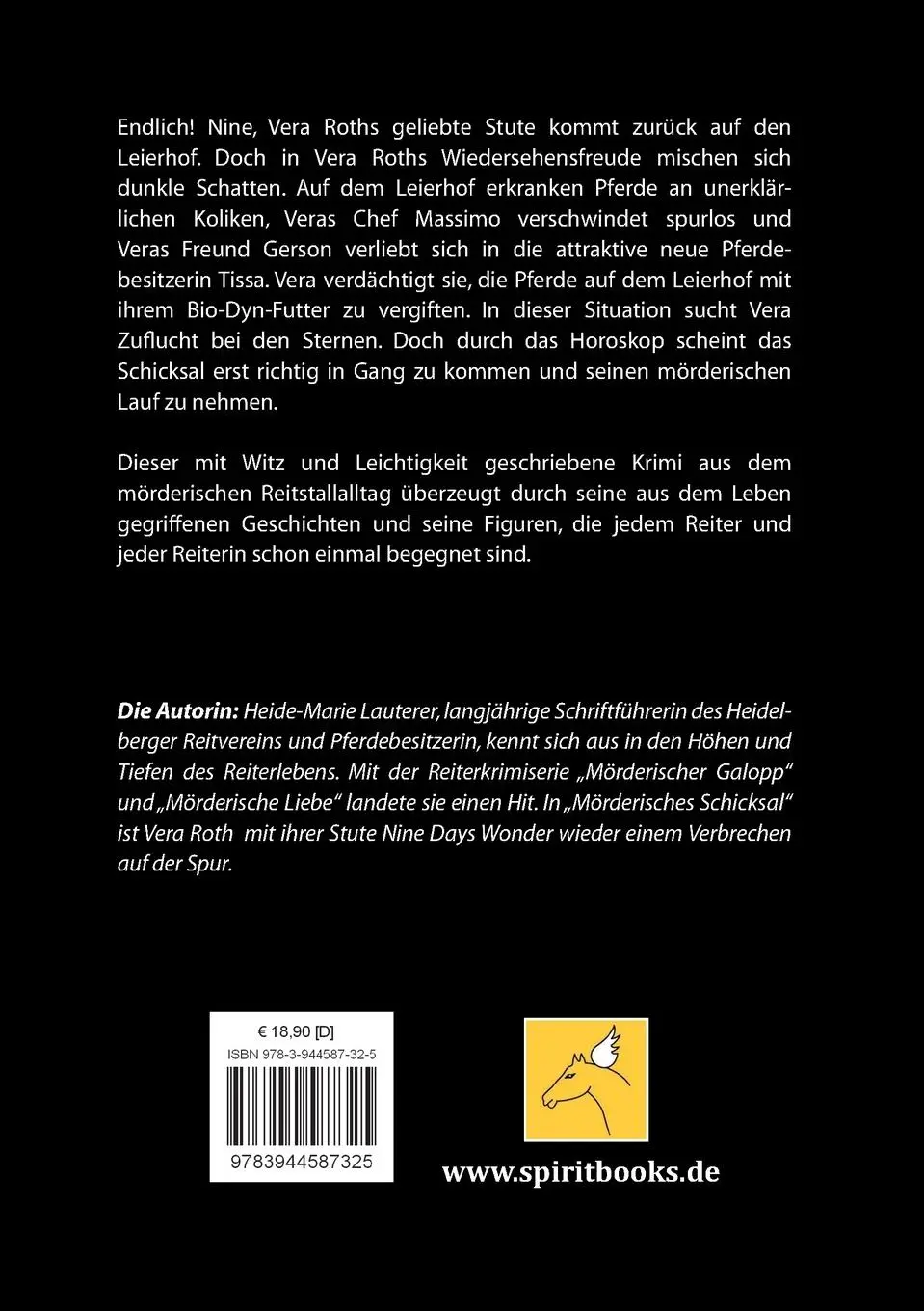 Rückseite: 9783944587325 | Mörderisches Schicksal | Reiterkrimi | Heide-Marie Lauterer | Buch