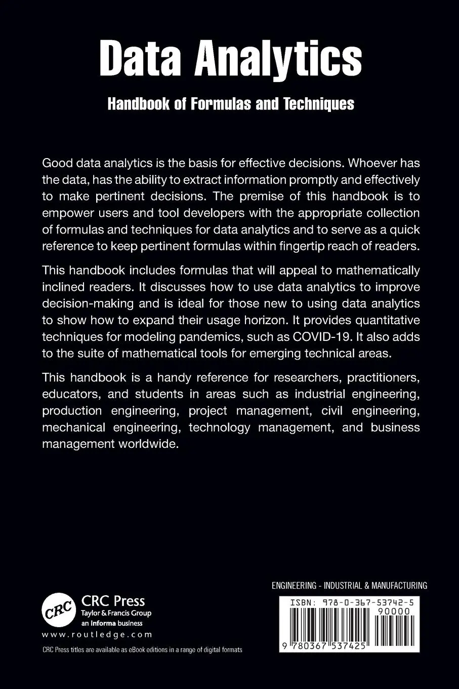 Rückseite: 9780367537425 | Data Analytics | Handbook of Formulas and Techniques | Badiru | Buch