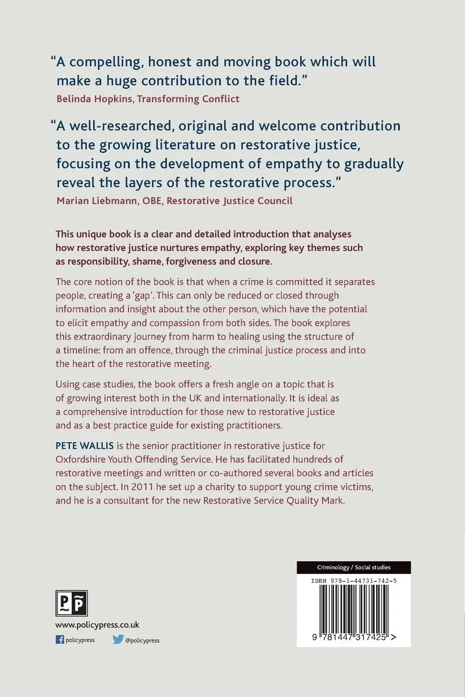 Rückseite: 9781447317425 | Understanding restorative justice | Pete Wallis | Taschenbuch | 2014