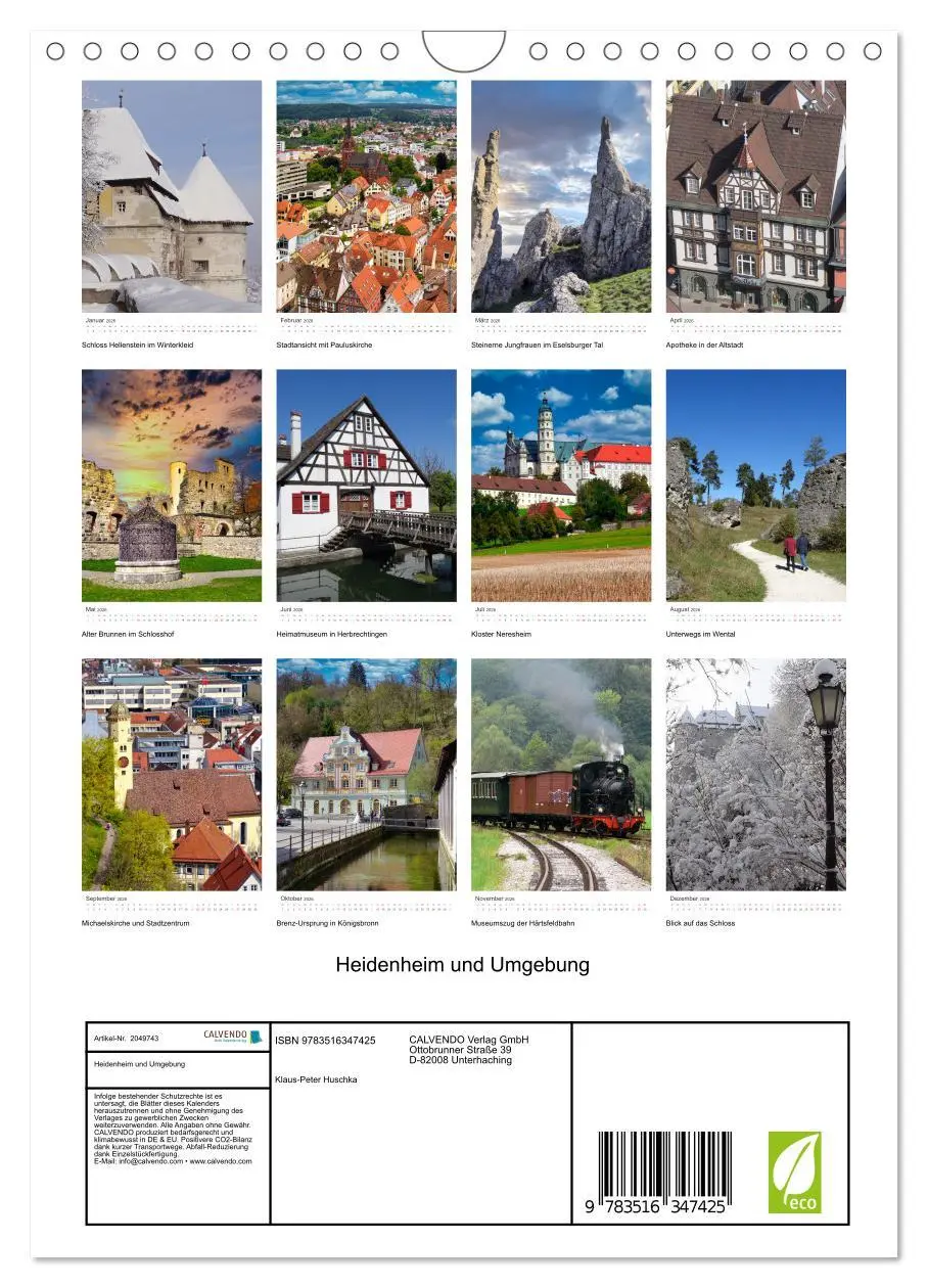 Bild: 9783516347425 | Heidenheim und Umgebung (Wandkalender 2026 DIN A4 hoch), CALVENDO...