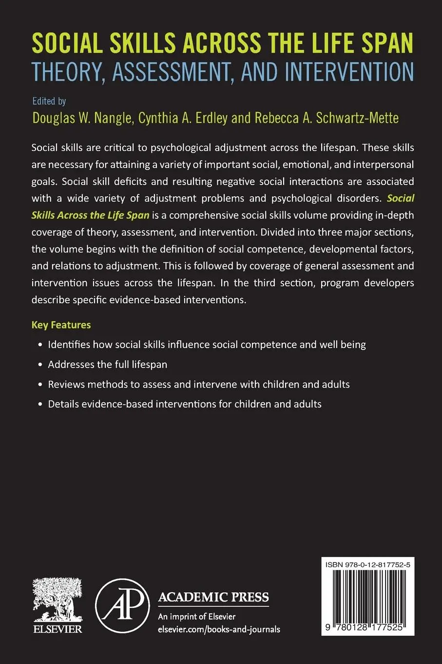 Rückseite: 9780128177525 | Social Skills Across the Life Span | Douglas W. Nangle (u. a.) | Buch