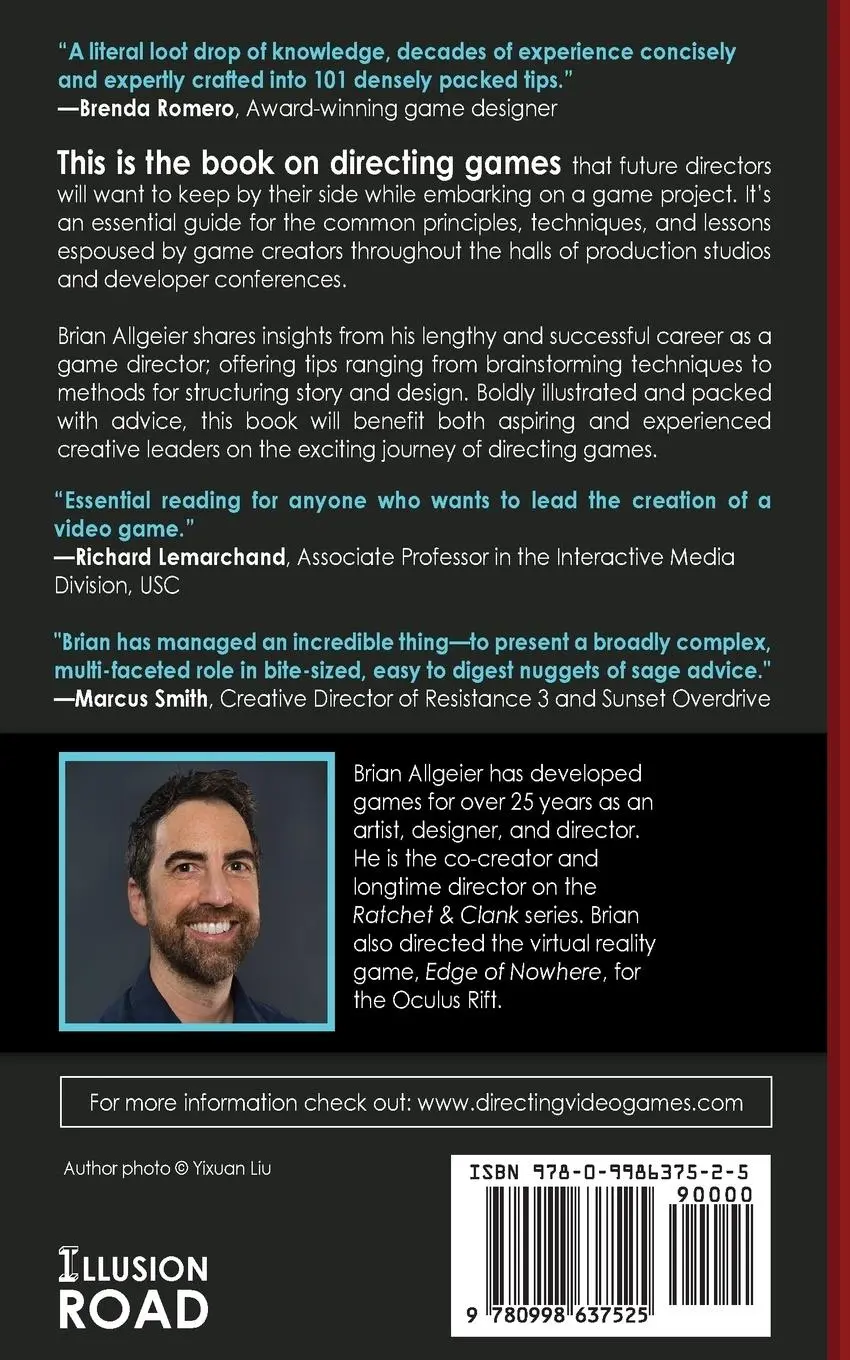 Rückseite: 9780998637525 | Directing Video Games | 101 Tips for Creative Leaders | Brian Allgeier