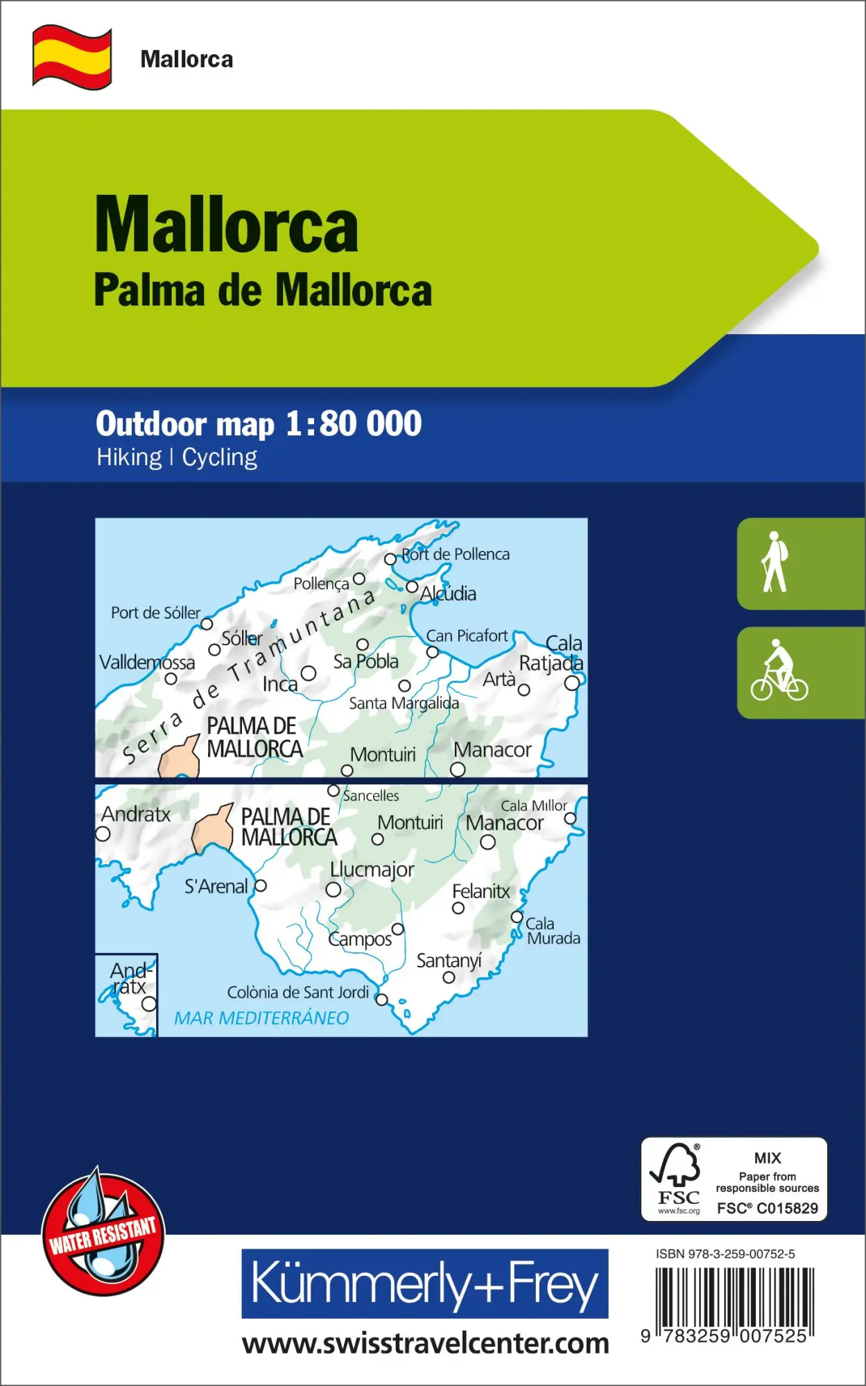 Rückseite: 9783259007525 | Kümmerly+Frey Outdoorkarte Mallorca 1:80.000 | AG | (Land-)Karte