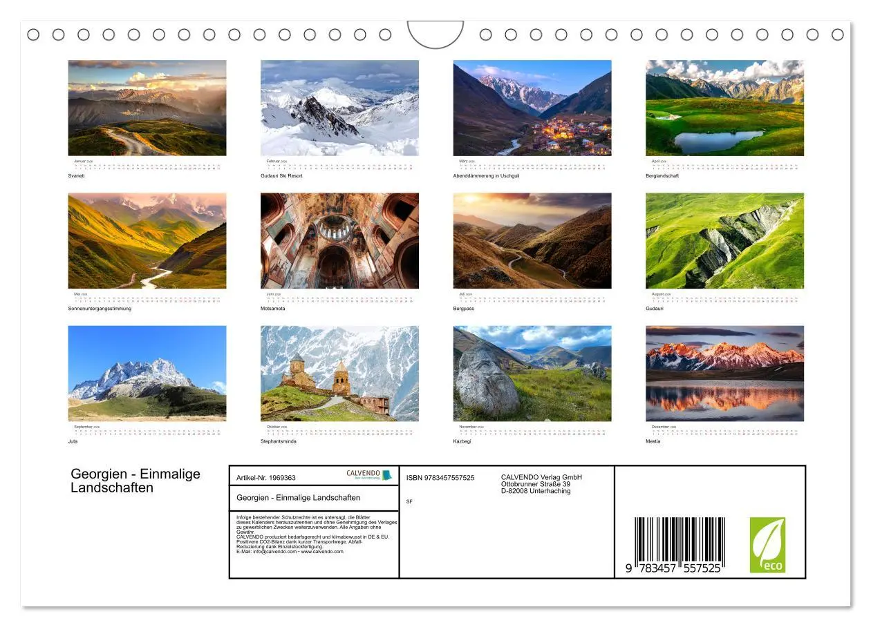 Bild: 9783457557525 | Georgien - Einmalige Landschaften (Wandkalender 2026 DIN A4 quer),...