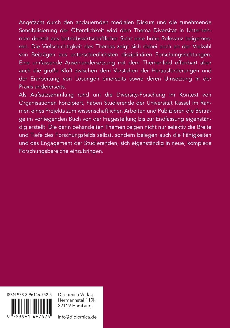 Rückseite: 9783961467525 | Diversität in Organisationen | Alexander Hartmann (u. a.) | Buch