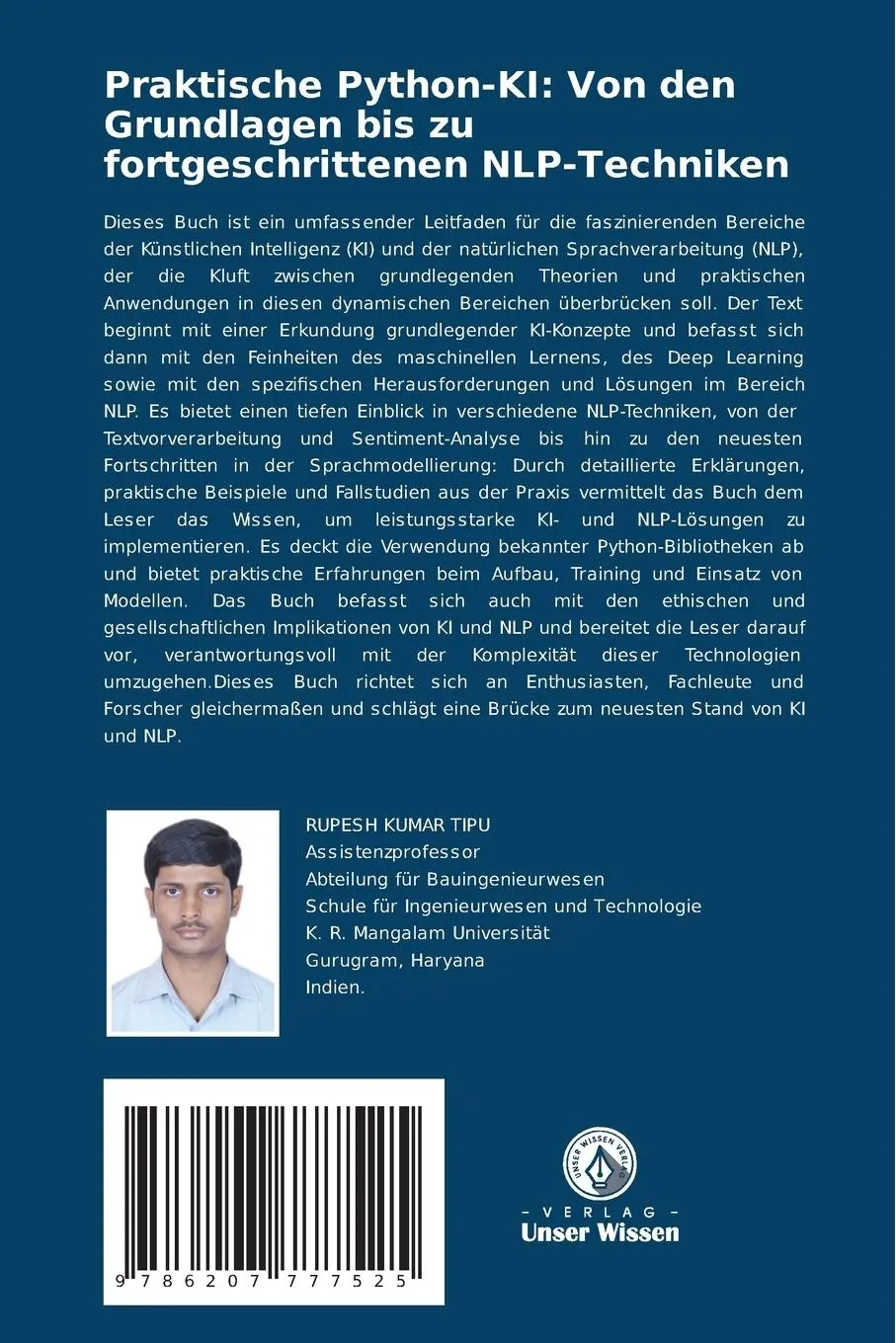 Rückseite: 9786207777525 | Praktische Python-KI: Von den Grundlagen bis zu fortgeschrittenen...