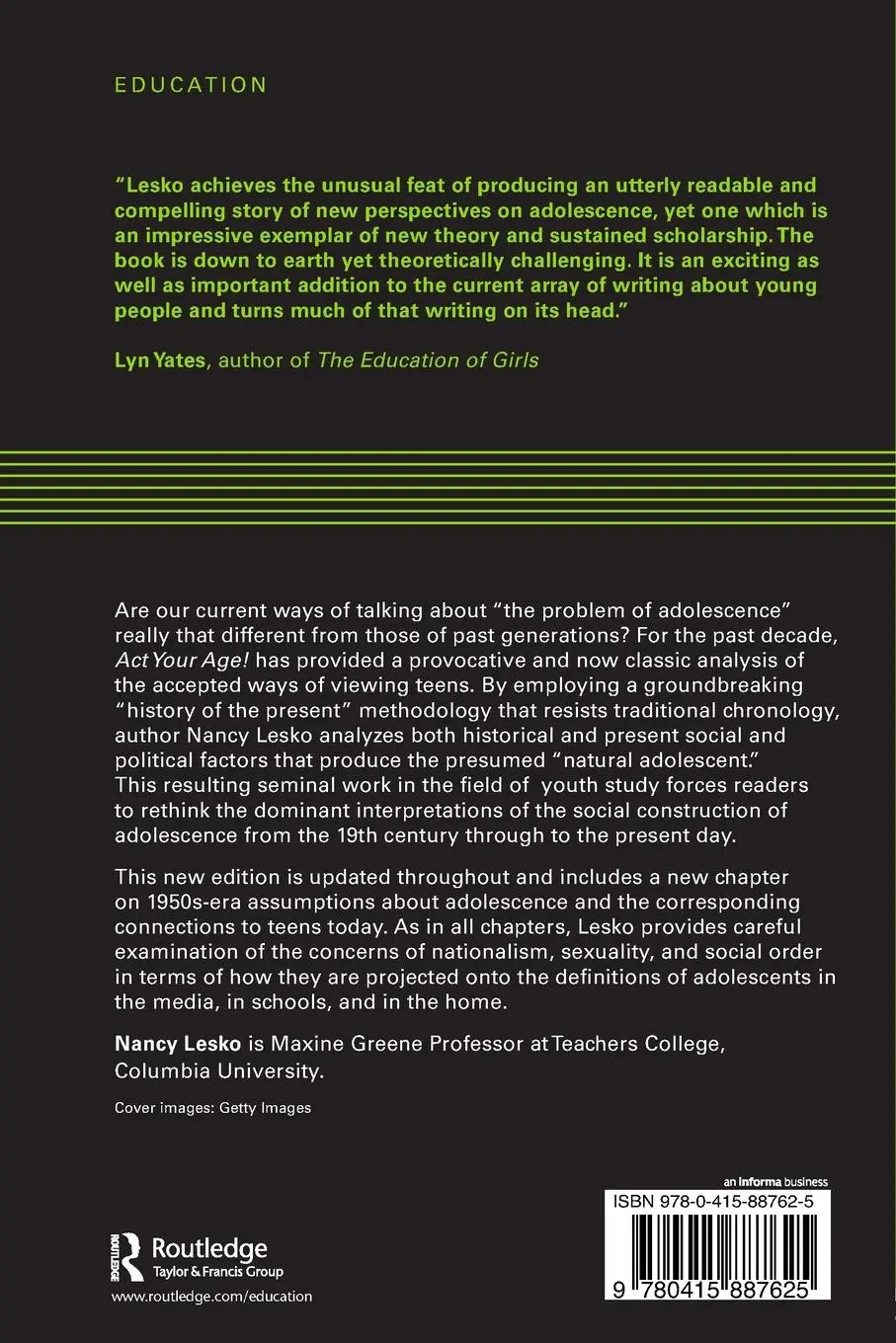 Rückseite: 9780415887625 | Act Your Age! | A Cultural Construction of Adolescence | Nancy Lesko