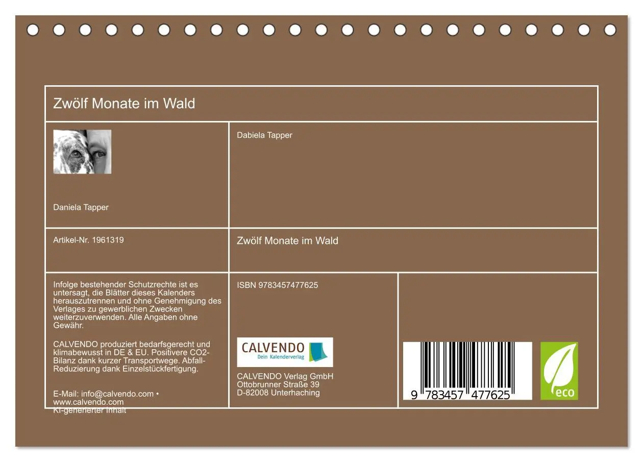 Bild: 9783457477625 | Zwölf Monate im Wald (Tischkalender 2026 DIN A5 quer), CALVENDO...