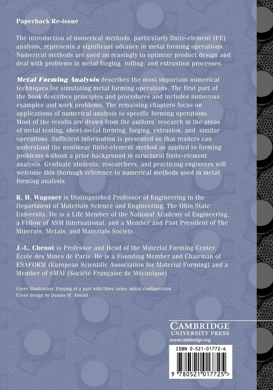 Rückseite: 9780521017725 | Metal Forming Analysis | R. H. Wagoner (u. a.) | Taschenbuch | 2005