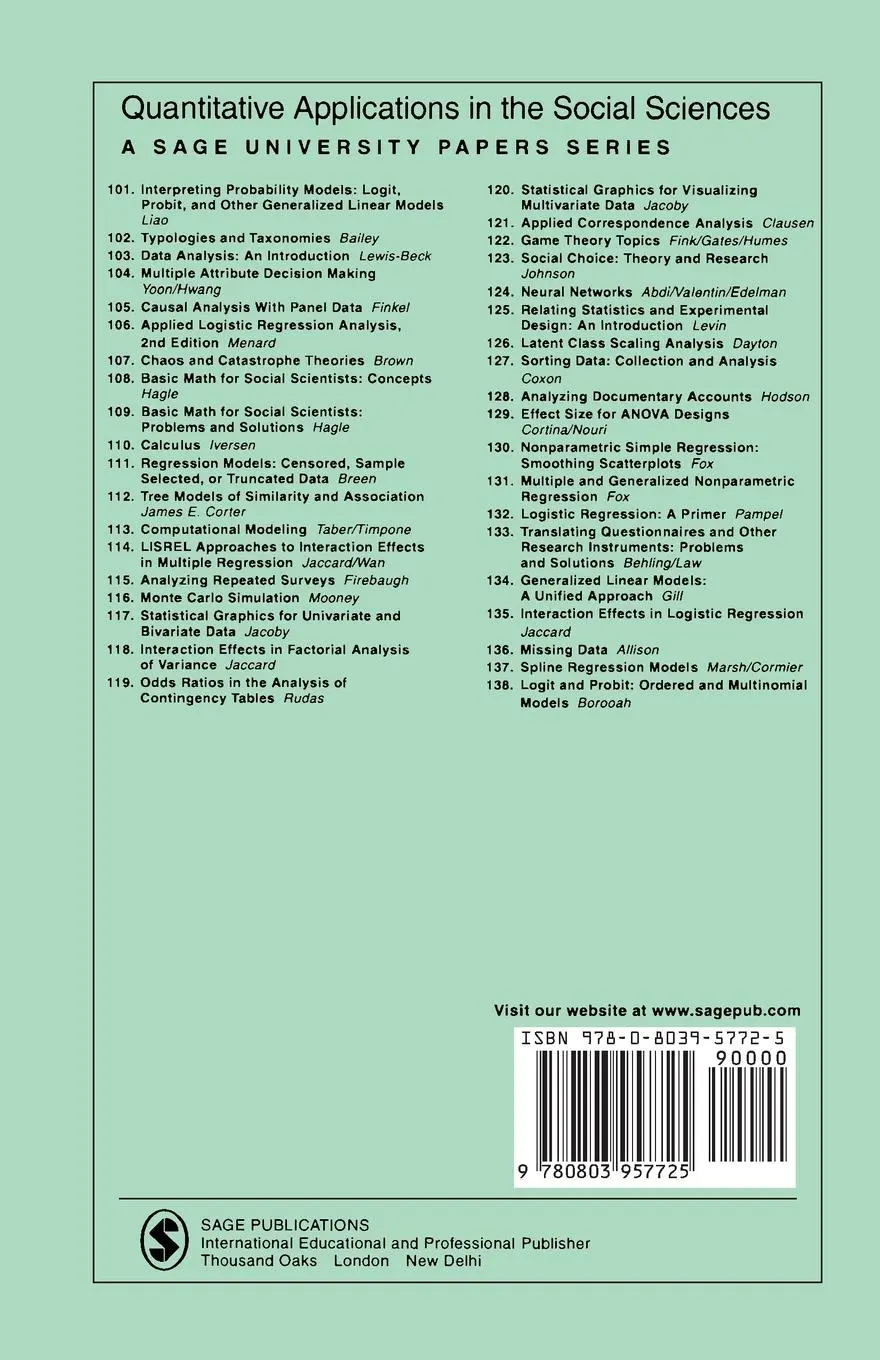 Rückseite: 9780803957725 | Data Analysis | An Introduction | Michael Lewis-Beck | Taschenbuch
