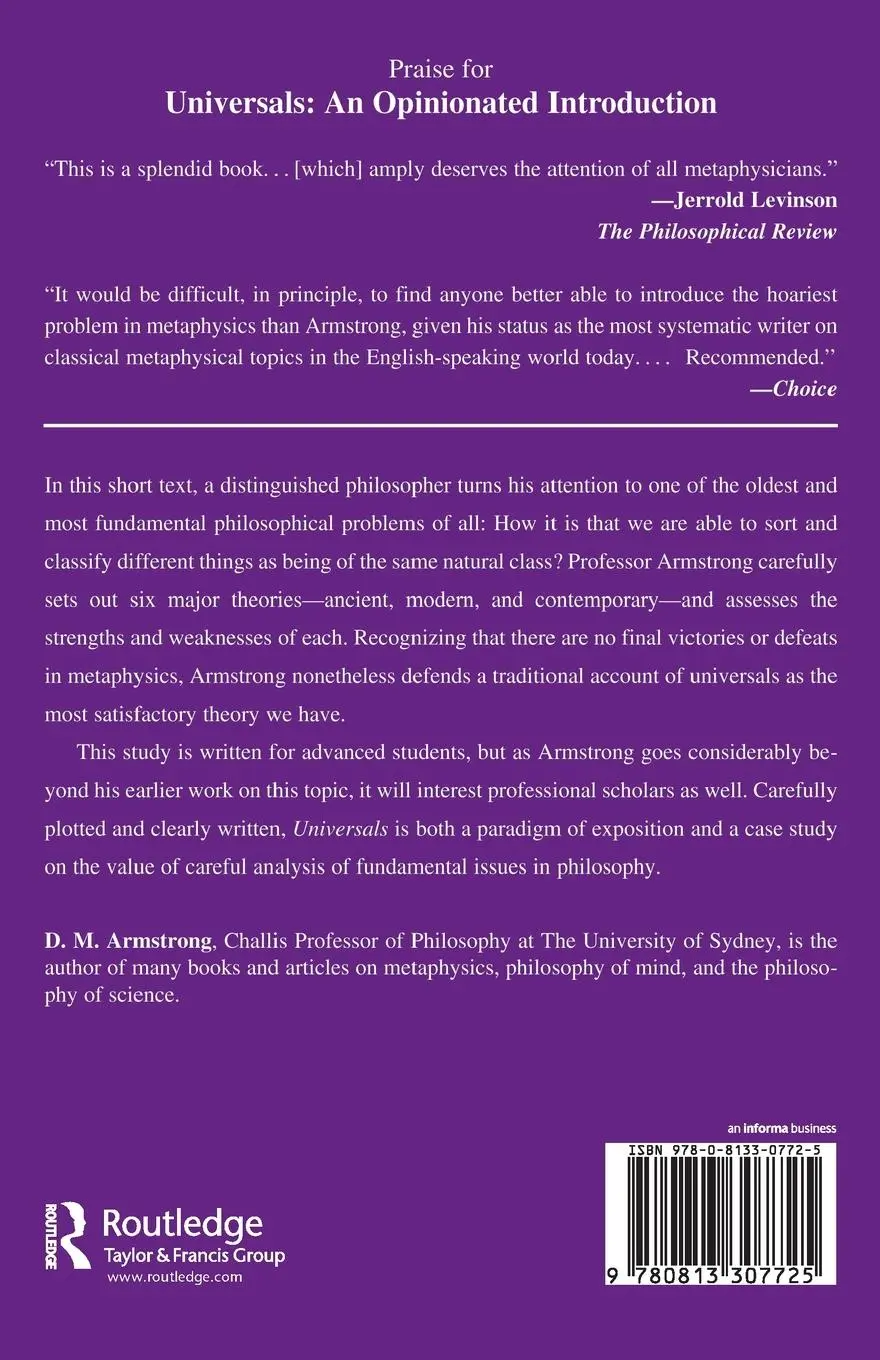 Rückseite: 9780813307725 | Universals | An Opinionated Introduction | D. M. Armstrong | Buch