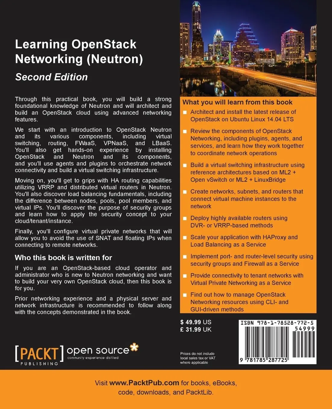 Rückseite: 9781785287725 | Learning OpenStack Networking (Neutron) - Second Edition | Denton