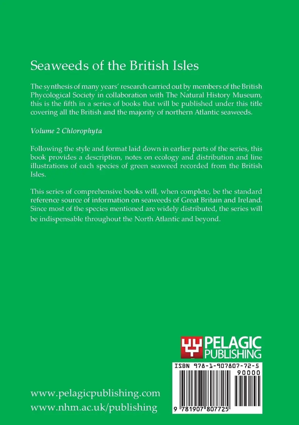 Rückseite: 9781907807725 | Seaweeds of the British Isles | Chlorophyta | Elsie M Burrows | Buch