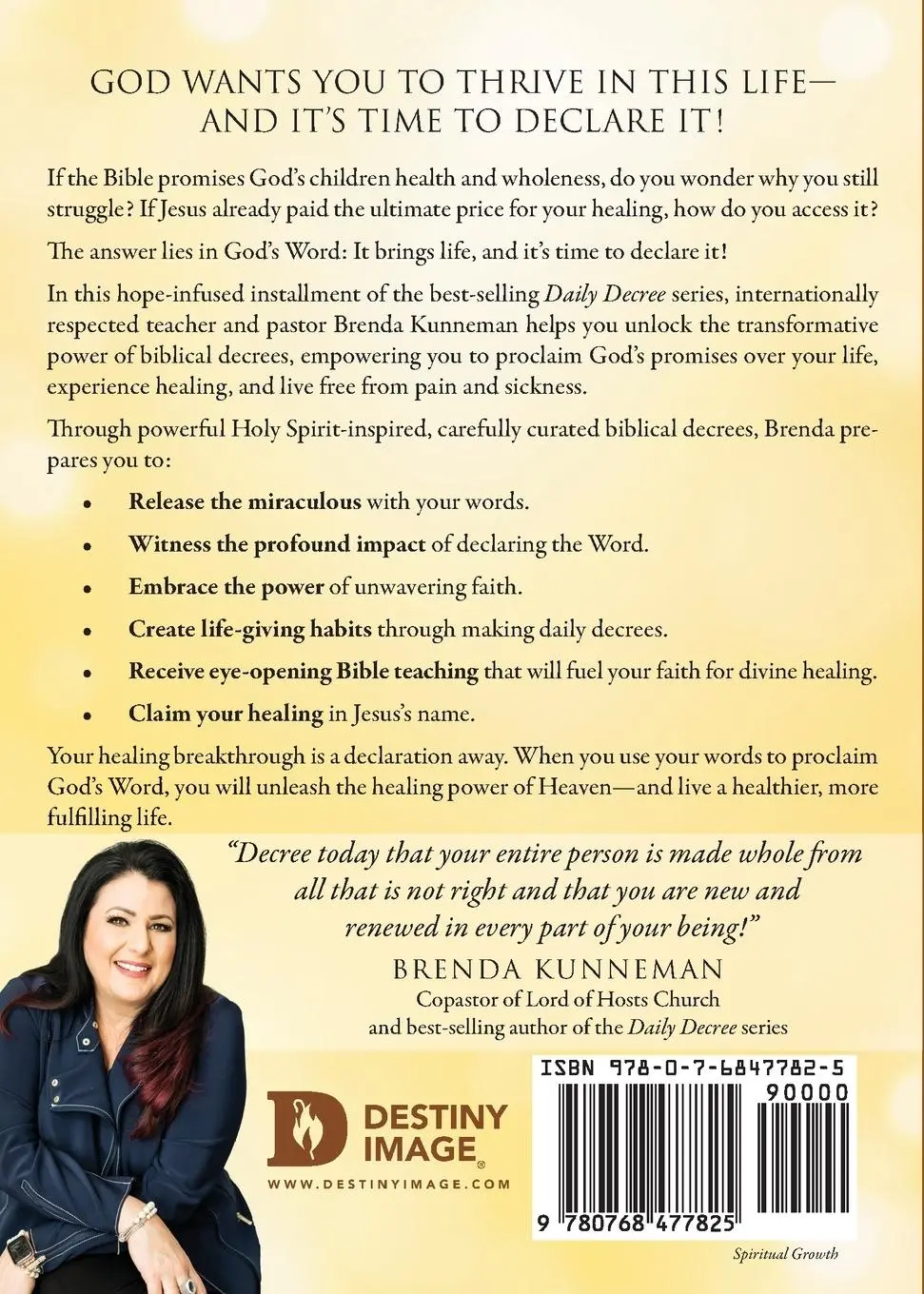 Rückseite: 9780768477825 | Daily Decrees for Divine Healing | Brenda Kunneman | Taschenbuch