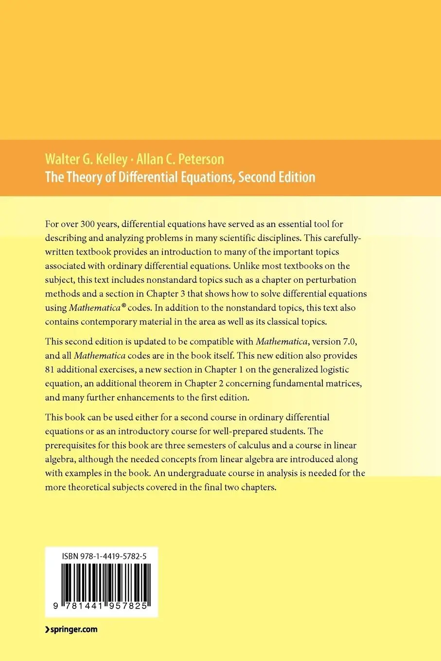 Rückseite: 9781441957825 | The Theory of Differential Equations | Classical and Qualitative | xi