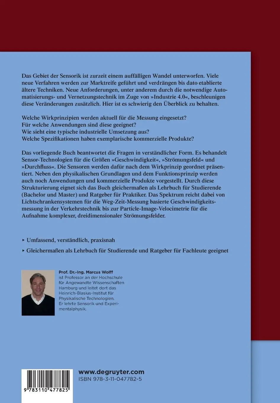 Rückseite: 9783110477825 | Sensor-Technologien | Marcus Wolff | Taschenbuch | De Gruyter Studium