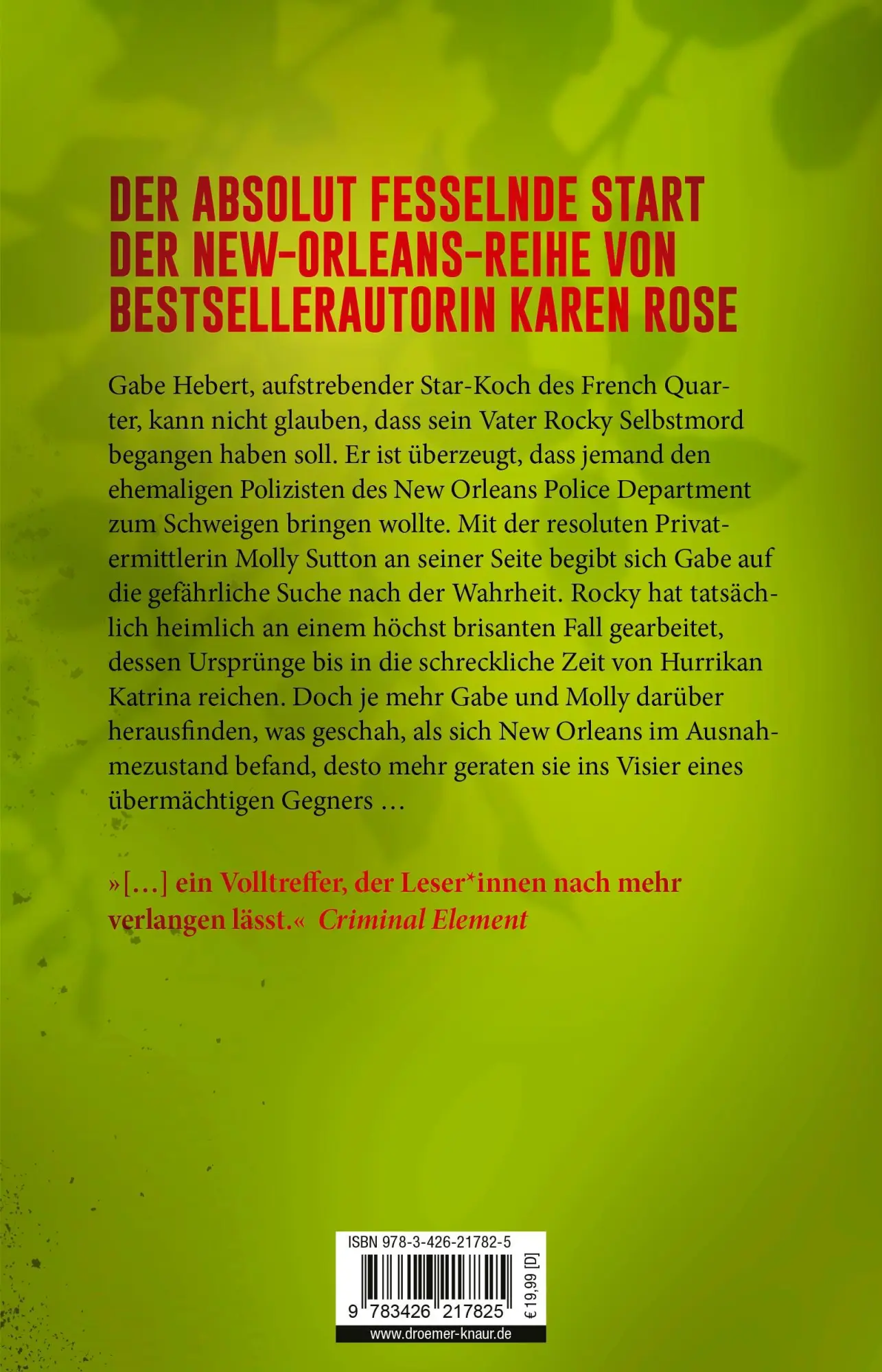 Rückseite: 9783426217825 | Dunkelste Nacht | Karen Rose | Taschenbuch | Die New-Orleans-Reihe